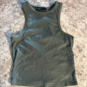 Green Ribbed Tank Top